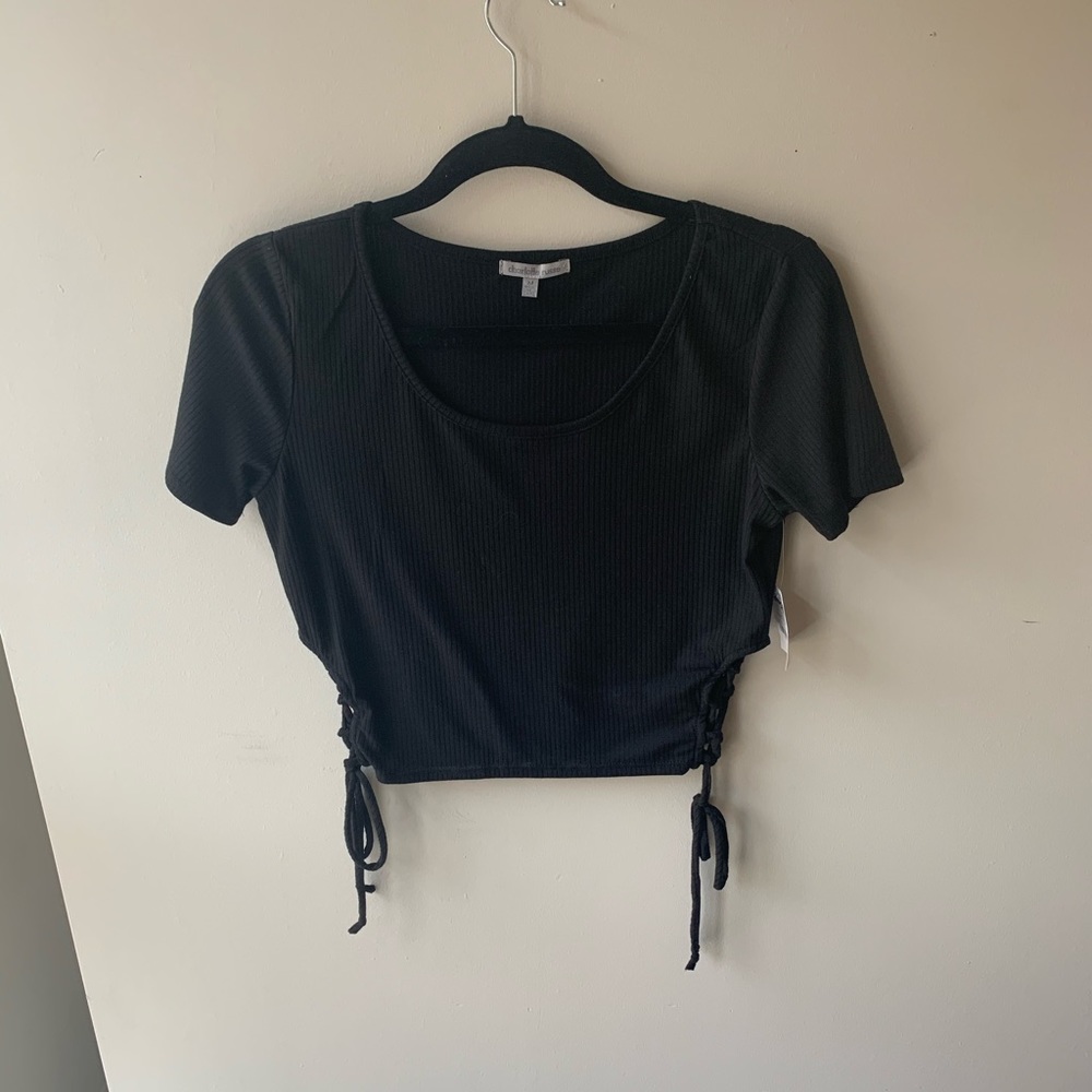 Black Short Sleeve Crop Top
